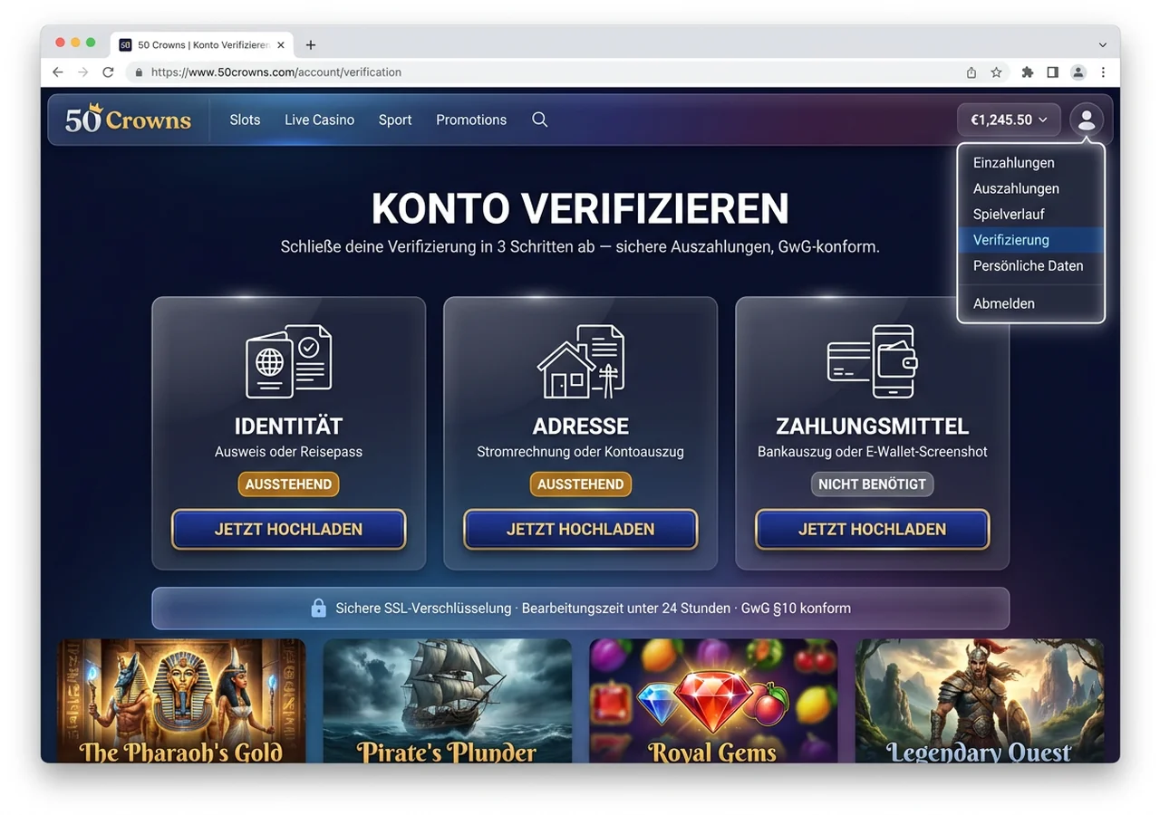 Konto-Verifizierung (KYC) – 50 Crowns