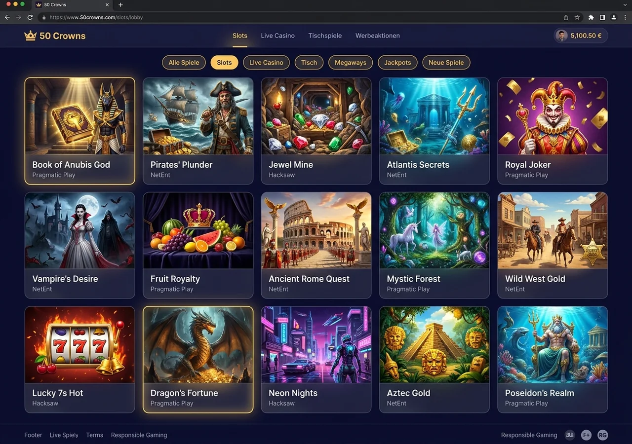 Spielangebot bei 50 Crowns – 50 Crowns